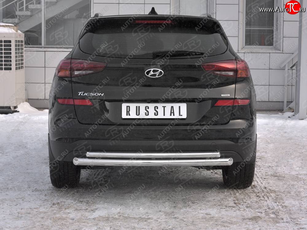 16 999 р. Защита заднего бампера (Ø63/42 мм, нержавейка) SLITKOFF Hyundai Tucson TL рестайлинг (2018-2021)  с доставкой в г. Чебоксары