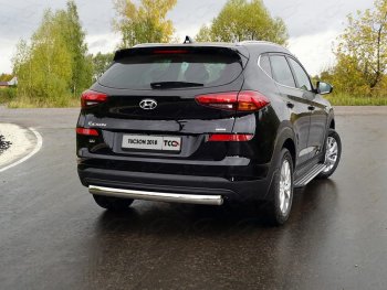 Защита заднего бампера (овальная) ТСС (нержавейка d75х42 мм) Hyundai Tucson TL рестайлинг (2018-2021)
