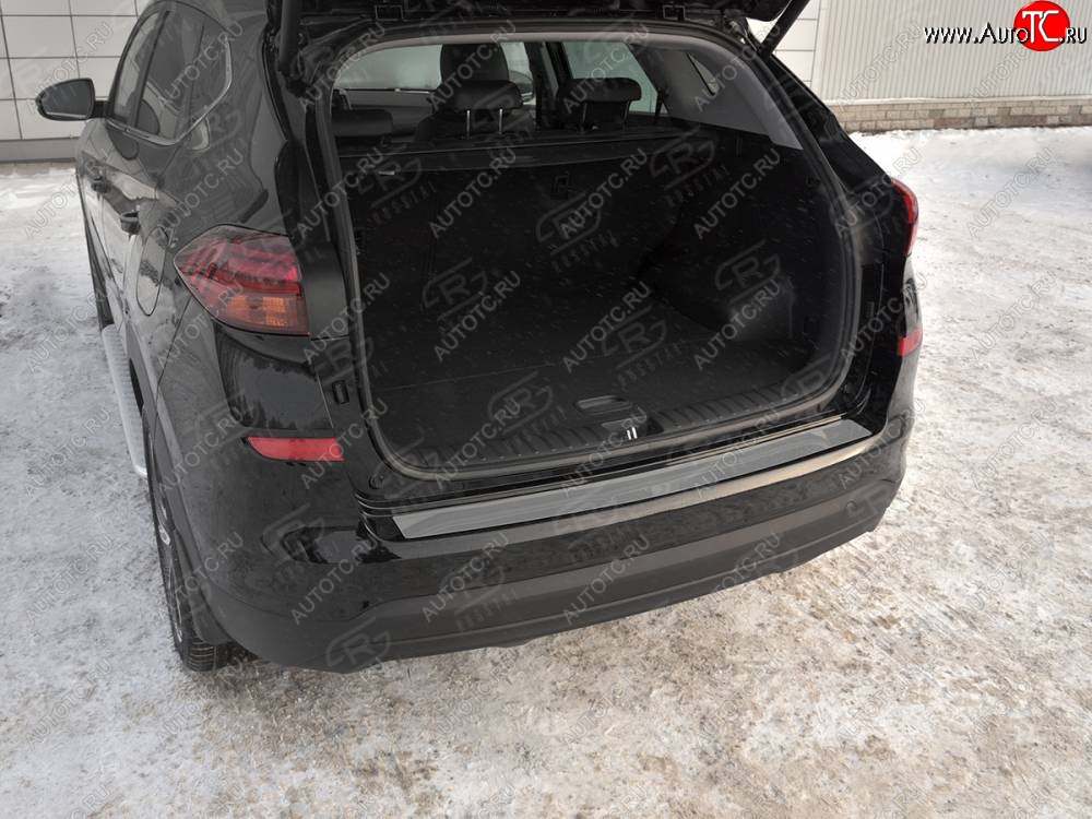 1 999 р. Защитная накладка на задний бампер Russtal Hyundai Tucson TL рестайлинг (2018-2021) (Нержавейка зеркальная)  с доставкой в г. Чебоксары