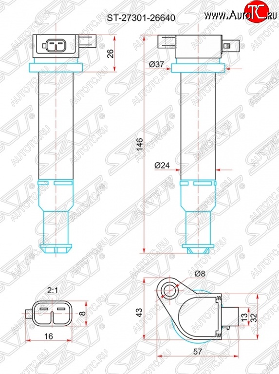 729 р. Катушка зажигания SAT  Hyundai Accent  3 MC (2005-2011), KIA Rio ( 2 JB,  4 FB) (2005-2025)  с доставкой в г. Чебоксары