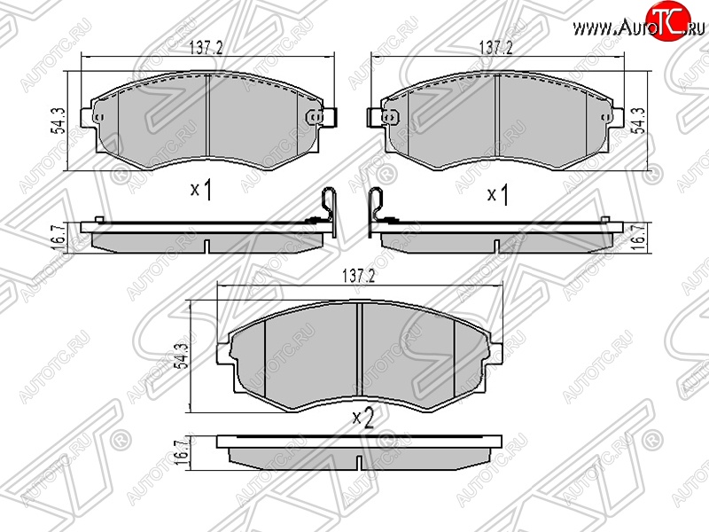 919 р. Колодки тормозные SAT (передние) Hyundai Sonata EF рестайлинг ТагАЗ (2001-2013)  с доставкой в г. Чебоксары