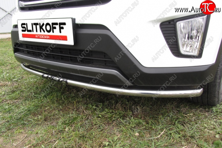 9 799 р. Одинарная защита переднего бампера диаметром 42 мм с надписью Slitkoff  Hyundai Creta  GS (2015-2021) дорестайлинг, рестайлинг (Нержавейка, Полированная)  с доставкой в г. Чебоксары