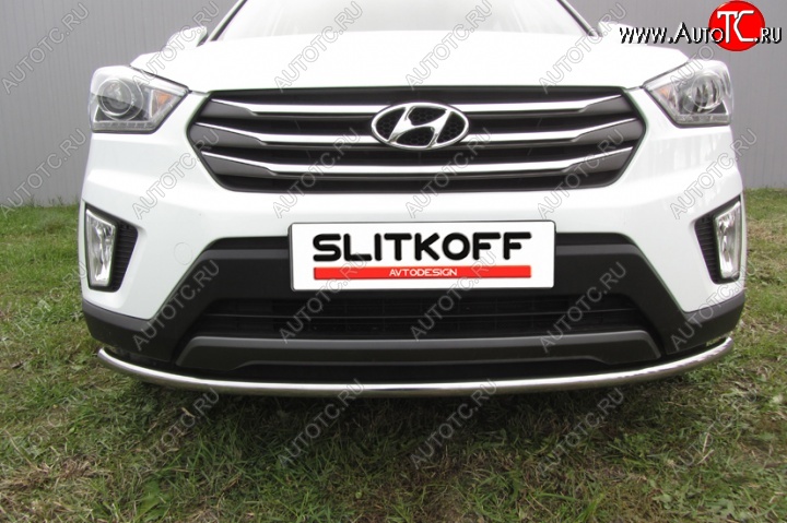 10 749 р. Одинарная защита переднего бампера диаметром 42 мм Slitkoff  Hyundai Creta  GS (2015-2021) дорестайлинг, рестайлинг (Нержавейка, Полированная)  с доставкой в г. Чебоксары