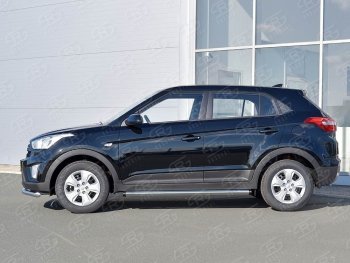 18 799 р. Защита порогов из круглой трубы диаметром 63 мм SLITKOFF v2  Hyundai Creta  GS (2015-2021) дорестайлинг, рестайлинг  с доставкой в г. Чебоксары. Увеличить фотографию 3