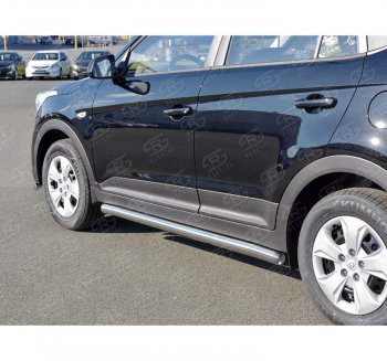 19 549 р. Защита порогов из круглой трубы диаметром 63 мм SLITKOFF v3  Hyundai Creta  GS (2015-2021) дорестайлинг, рестайлинг  с доставкой в г. Чебоксары. Увеличить фотографию 2