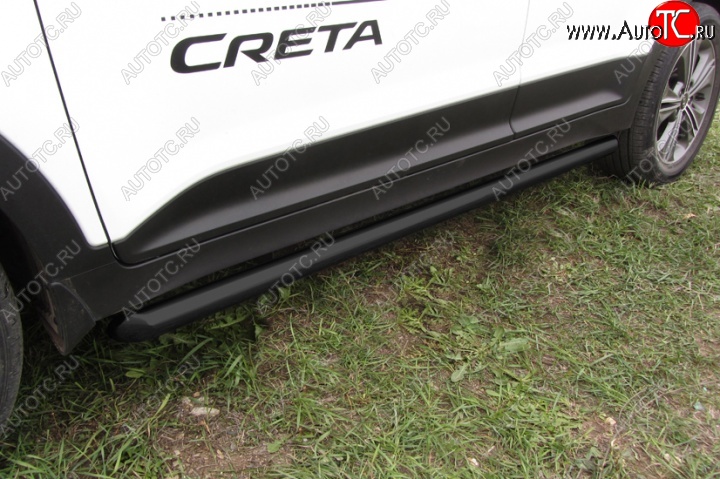 10 649 р. Защита порогов из труб d57 Slitkoff  Hyundai Creta  GS (2015-2021) дорестайлинг, рестайлинг (Цвет: серебристый)  с доставкой в г. Чебоксары