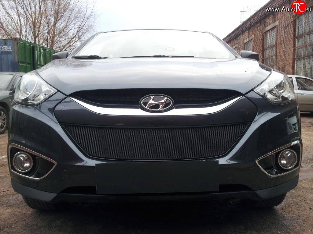 2 089 р. Сетка на бампер Russtal (черная) Hyundai IX35 LM дорестайлинг (2009-2013)  с доставкой в г. Чебоксары
