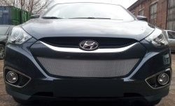 2 199 р. Сетка на бампер Russtal (хром) Hyundai IX35 LM дорестайлинг (2009-2013)  с доставкой в г. Чебоксары. Увеличить фотографию 4