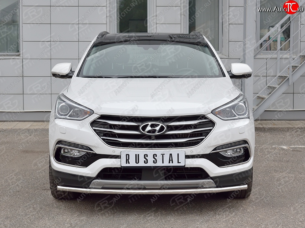 13 949 р. Защита переднего бампера (Ø42 мм, нержавейка, Premium) SLITKOFF Hyundai Santa Fe DM рестайлинг (2015-2019)  с доставкой в г. Чебоксары