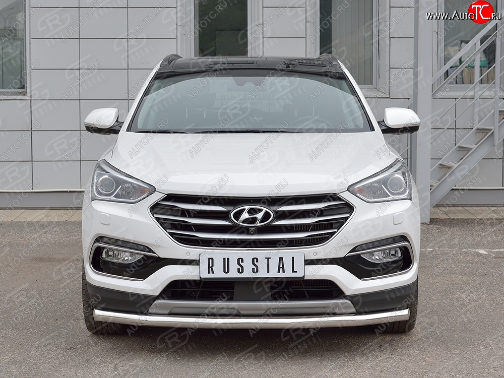 15 999 р. Защита переднего бампера (Ø63 мм, нержавейка, Premium) SLITKOFF Hyundai Santa Fe DM рестайлинг (2015-2019)  с доставкой в г. Чебоксары