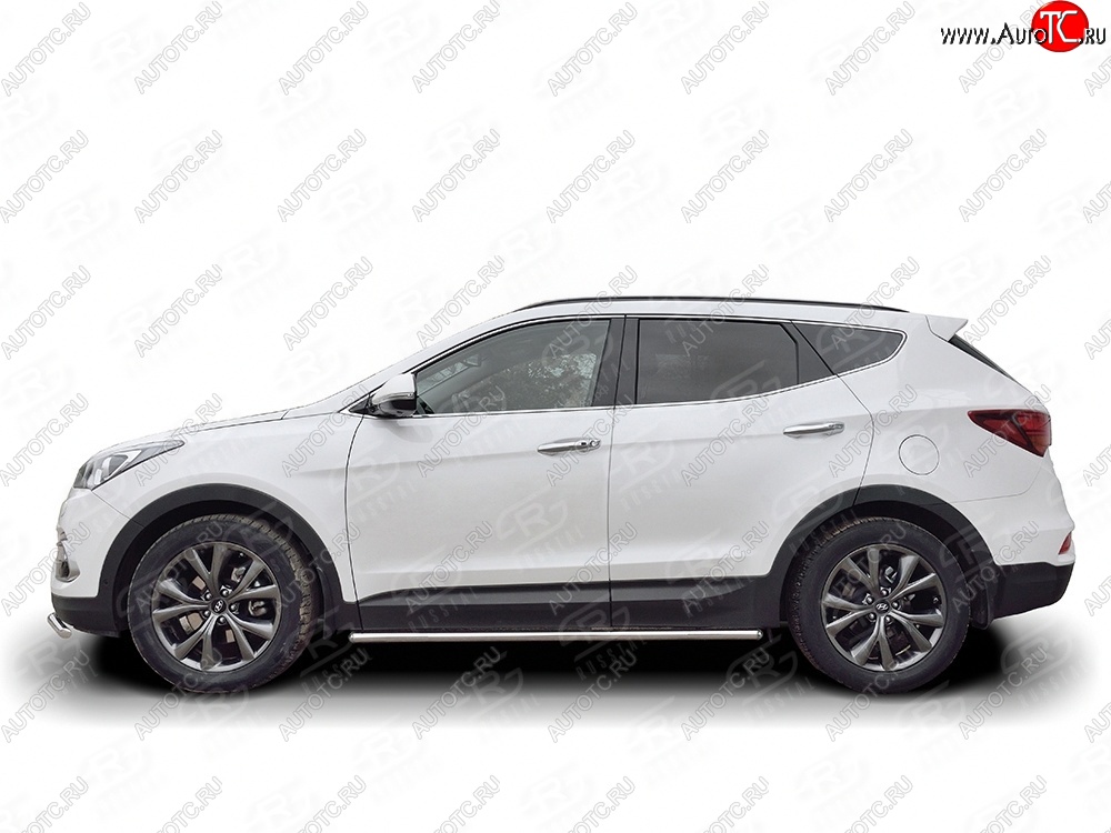 17 299 р. Защита порогов из круглой трубы d42 мм PREMIUM SLITKOFF v3  Hyundai Santa Fe  DM (2015-2019) рестайлинг  с доставкой в г. Чебоксары