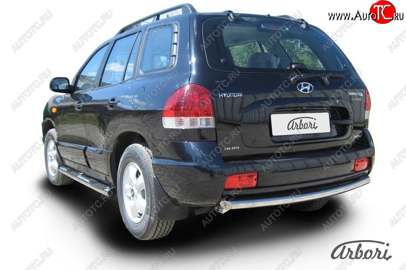 6 389 р. Защита заднего бампера Arbori (нержавейка, 1 труба d57 mm). Hyundai Santa Fe SM (2000-2012)  с доставкой в г. Чебоксары