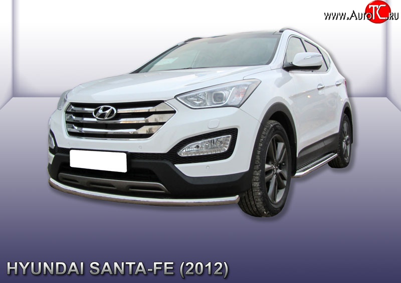 12 299 р. Одинарная защита переднего бампера из трубы диаметром 57 мм Slitkoff  Hyundai Santa Fe  DM (2012-2016) дорестайлинг (Нержавейка, Полированная)  с доставкой в г. Чебоксары
