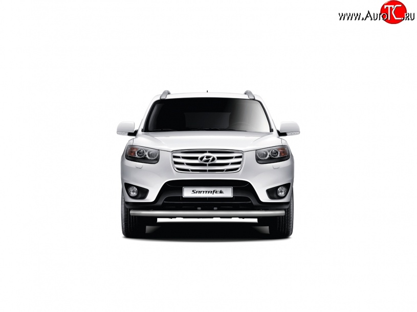 9 849 р. Одинарная защита переднего бампера диаметром 51 мм Petroil Tuning  Hyundai Santa Fe  DM (2012-2016) дорестайлинг (Нержавеющая полированная сталь)  с доставкой в г. Чебоксары