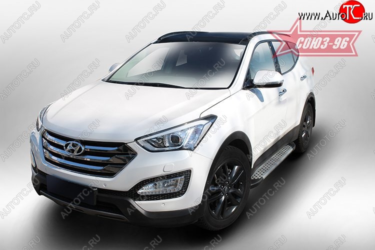 9 674 р. Пороги из алюминиевого профиля Souz-96  Hyundai Santa Fe  DM (2012-2016) дорестайлинг  с доставкой в г. Чебоксары