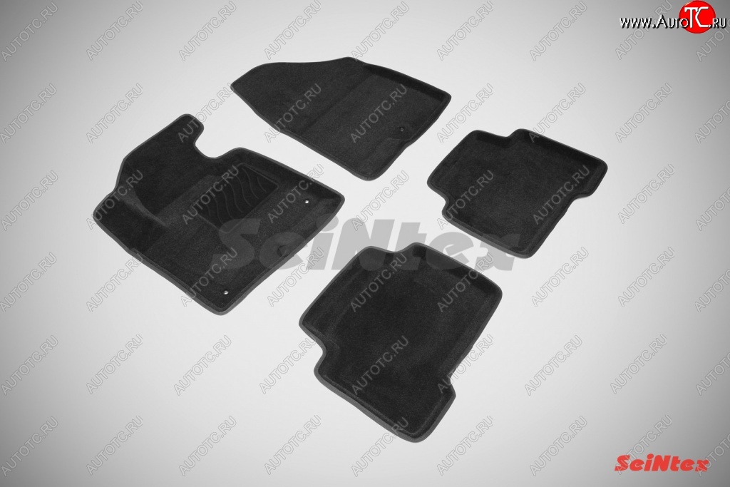 5 699 р. Износостойкие коврики в салон 3D HYUNDAI SANTA FE III черные (компл) Hyundai Santa Fe DM дорестайлинг (2012-2016)  с доставкой в г. Чебоксары