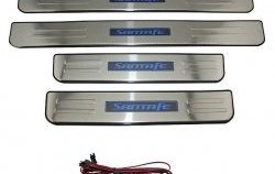 3 149 р. Накладки на порожки автомобиля СТ Hyundai Santa Fe CM дорестайлинг (2006-2009)  с доставкой в г. Чебоксары. Увеличить фотографию 2