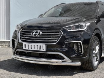 18 599 р. Защита переднего бампера (2 трубыØ42 мм, нержавейка) SLITKOFF  Hyundai Grand Santa Fe  1 DM (2016-2018) рестайлинг  с доставкой в г. Чебоксары. Увеличить фотографию 2