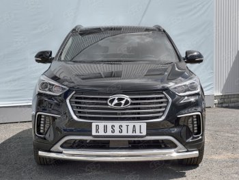 18 599 р. Защита переднего бампера (2 трубыØ42 мм, нержавейка) SLITKOFF  Hyundai Grand Santa Fe  1 DM (2016-2018) рестайлинг  с доставкой в г. Чебоксары. Увеличить фотографию 3