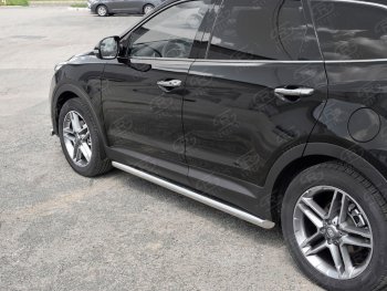 19 999 р. Защита порогов из круглой трубы диаметром 63 мм SLITKOFF v1  Hyundai Grand Santa Fe  1 DM (2016-2018) рестайлинг  с доставкой в г. Чебоксары. Увеличить фотографию 2