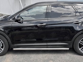 19 999 р. Защита порогов из круглой трубы диаметром 63 мм SLITKOFF v1  Hyundai Grand Santa Fe  1 DM (2016-2018) рестайлинг  с доставкой в г. Чебоксары. Увеличить фотографию 3