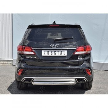 13 199 р. Одинарная защита заднего бампера из трубы d63 мм SLITKOFF  Hyundai Grand Santa Fe  1 DM (2016-2018) рестайлинг  с доставкой в г. Чебоксары. Увеличить фотографию 2