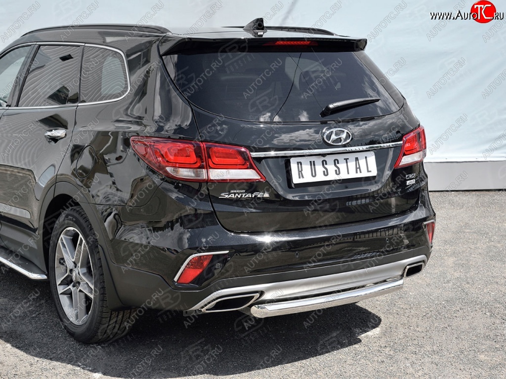 13 199 р. Одинарная защита заднего бампера из трубы d63 мм SLITKOFF  Hyundai Grand Santa Fe  1 DM (2016-2018) рестайлинг  с доставкой в г. Чебоксары