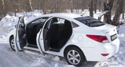 1 829 р. Накладки порожков салона RA  Hyundai Solaris  RBr (2014-2017) седан рестайлинг (Комплект (4 шт.))  с доставкой в г. Чебоксары. Увеличить фотографию 2