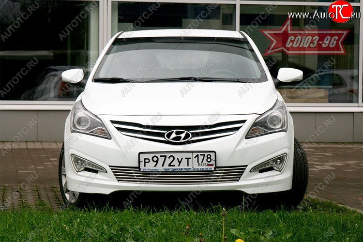 3 896 р. Декоративный элемент воздухозаборника Souz-96 (d10)  Hyundai Solaris  RBr (2014-2017) седан рестайлинг  с доставкой в г. Чебоксары