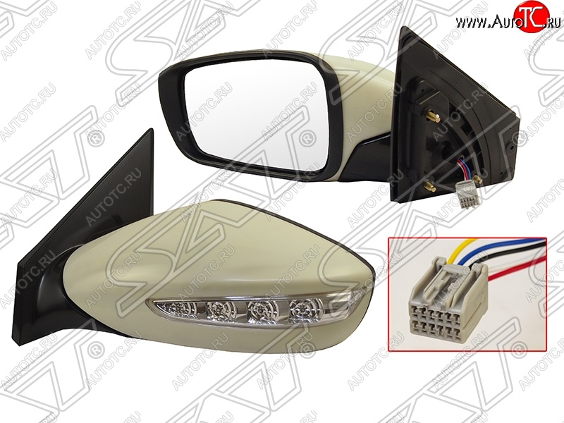 1 439 р. Боковое левое зеркало заднего вида SAT (указатель поворота, 5 контактов)  Hyundai Sonata  YF (2009-2014) (Неокрашенное)  с доставкой в г. Чебоксары