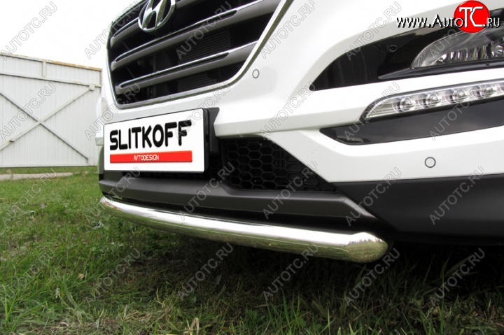 14 449 р. Одинарная защита переднего бампера диаметром 57 мм Slitkoff  Hyundai Tucson  TL (2015-2018) дорестайлинг (Нержавейка, Полированная)  с доставкой в г. Чебоксары