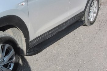 13 349 р. Алюминиевые пороги для ног Slitkoff (optima)  Hyundai Tucson  TL (2018-2021) рестайлинг (Серебристые)  с доставкой в г. Чебоксары. Увеличить фотографию 2