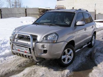 Кенгурятник из трубы d57 Slitkoff (высокий) Hyundai Tucson  JM (2004-2010)