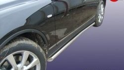 Защита порогов из круглой трубы диаметром 57 мм с загнутыми краями Slitkoff INFINITI EX35  J50 (2007-2013)