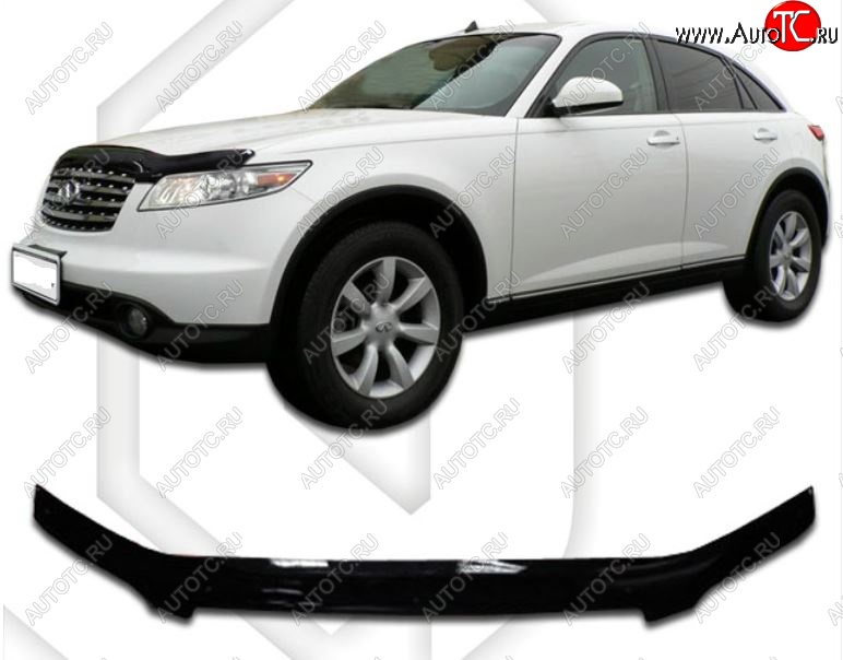 2 299 р. Дефлектор капота CA-Plastic INFINITI FX35 S50 дорестайлинг (2002-2005) (Classic черный, Без надписи)  с доставкой в г. Чебоксары