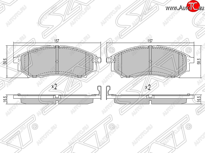1 049 р. Колодки тормозные SAT (передние) Nissan Navara 2 D40 дорестайлинг (2004-2010)  с доставкой в г. Чебоксары