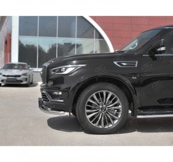 19 999 р. Защита переднего бампера (Ø63 мм, нержавейка) SLITKOFF  INFINITI QX80  Z62 (2018-2024) 2-ой рестайлинг  с доставкой в г. Чебоксары. Увеличить фотографию 2