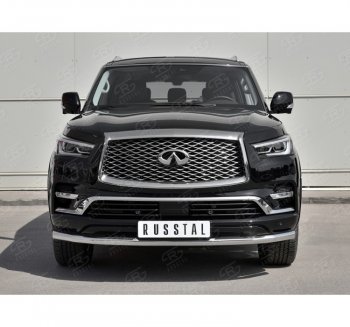 19 999 р. Защита переднего бампера (Ø63 мм, нержавейка) SLITKOFF  INFINITI QX80  Z62 (2018-2024) 2-ой рестайлинг  с доставкой в г. Чебоксары. Увеличить фотографию 3