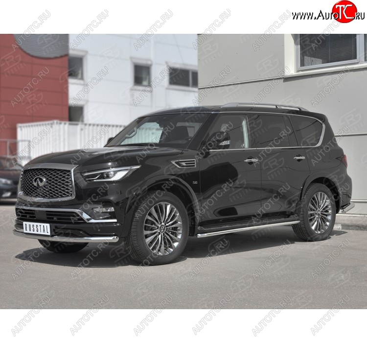 19 999 р. Защита переднего бампера (Ø63 мм, нержавейка) SLITKOFF  INFINITI QX80  Z62 (2018-2024) 2-ой рестайлинг  с доставкой в г. Чебоксары