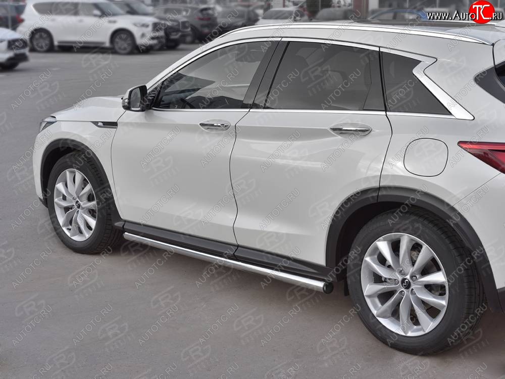 18 799 р. Защита порогов (Ø63 мм, нержавейка) SLITKOFF  INFINITI Qx50  J55 (2017-2022) (С пластиковыми заглушками на торцах)  с доставкой в г. Чебоксары
