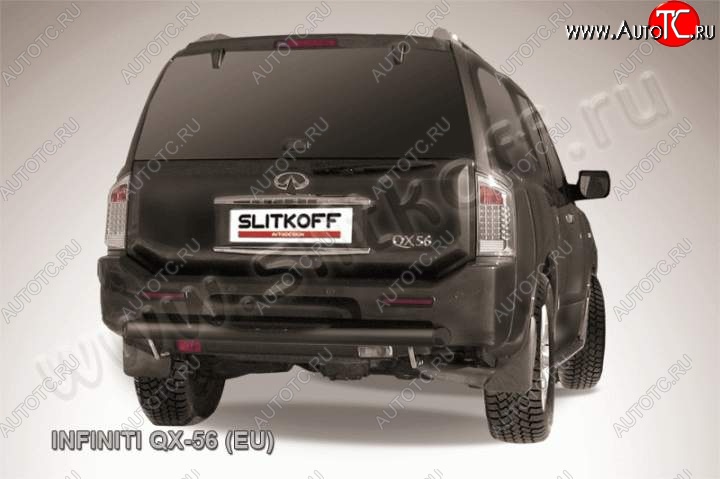 15 999 р. Защита заднего бампера из трубы d76 Slitkoff (с проступью) INFINITI QX56 JA60 дорестайлинг (2004-2007) (Цвет: серебристый)  с доставкой в г. Чебоксары
