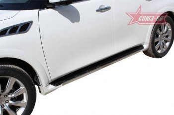 1 249 р. Накладки на торцы штатных порогов Souz96 (нержавеющая сталь)  INFINITI QX56  Z62 (2010-2013)  с доставкой в г. Чебоксары. Увеличить фотографию 2