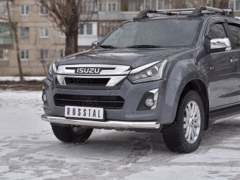 15 699 р. Защита переднего бампера (Ø 76 мм, нержавейка) SLITKOFF  Isuzu D-Max  RT85,TFR DoubleCab (2015-2021) рестайлинг  с доставкой в г. Чебоксары. Увеличить фотографию 2