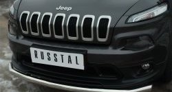 15 999 р. Одинарная защита переднего бампера диаметром 63 мм SLITKOFF  Jeep Cherokee  KL (2014-2017) дорестайлинг  с доставкой в г. Чебоксары. Увеличить фотографию 2