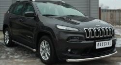 15 999 р. Одинарная защита переднего бампера диаметром 63 мм SLITKOFF  Jeep Cherokee  KL (2014-2017) дорестайлинг  с доставкой в г. Чебоксары. Увеличить фотографию 3
