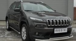 9 999 р. Защита порогов из круглой трубы диаметром 63 мм SLITKOFF  Jeep Cherokee  KL (2014-2017) дорестайлинг  с доставкой в г. Чебоксары. Увеличить фотографию 2