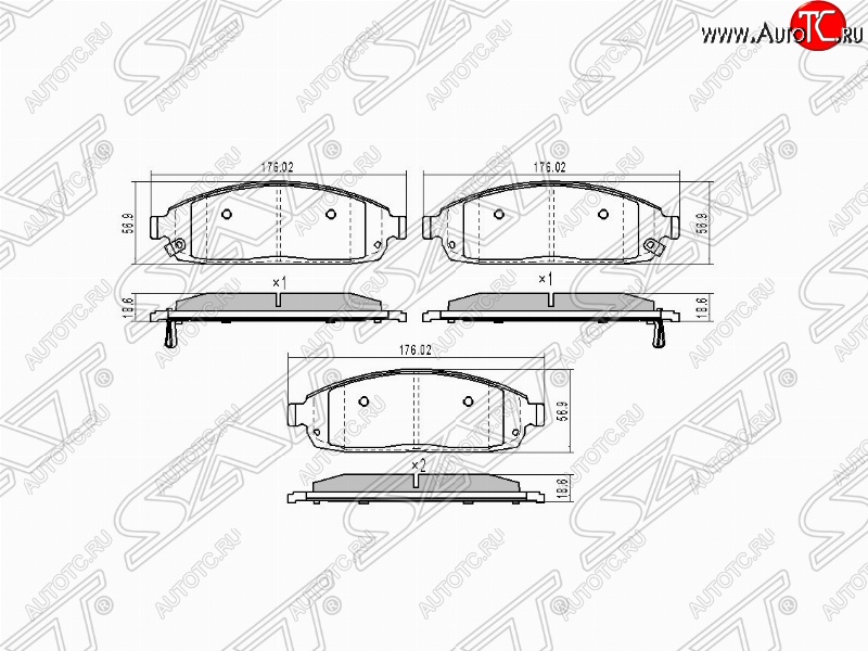 1 299 р. Колодки тормозные SAT (передние) Jeep Grand Cherokee WK (2004-2010)  с доставкой в г. Чебоксары