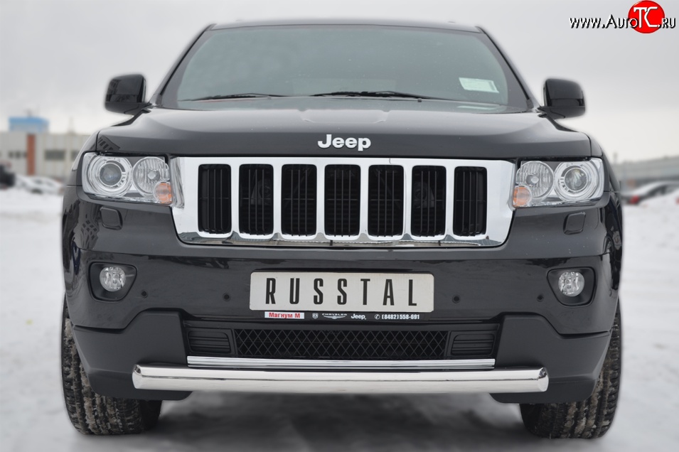 16 899 р. Одинарная защита переднего бампера диаметром 76 мм SLITKOFF  Jeep Grand Cherokee  WK2 (2010-2013) дорестайлинг  с доставкой в г. Чебоксары
