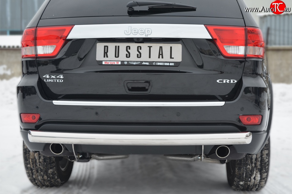 6 699 р. Одинарная защита заднего бампера из трубы диаметром 76 мм SLITKOFF  Jeep Grand Cherokee  WK2 (2010-2013) дорестайлинг  с доставкой в г. Чебоксары
