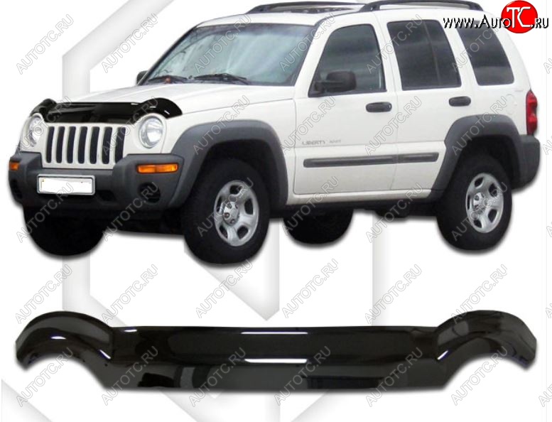 2 199 р. Дефлектор капота CA-Plastic Jeep Liberty KJ рестайлинг (2004-2007) (Classic черный, Без надписи)  с доставкой в г. Чебоксары